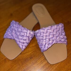 Marc Fisher Woven Light Purple Slip On Sandals Size 11 Faux Leather Easter Flats